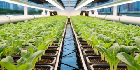 Tecniche idroponiche in una fattoria urbana per coltivare senza pesticidi