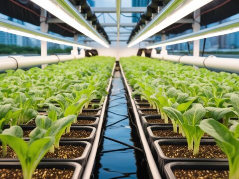 Tecniche idroponiche in una fattoria urbana per coltivare senza pesticidi