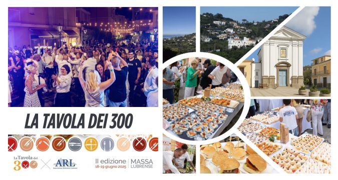 La Tavola dei 300 a Monticchio: stand di street food e folla festante