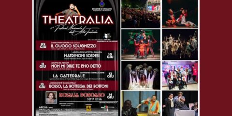 Rosalia Porcaro sul palco di Theatralia 2025 a Visciano, festival teatrale sotto le stelle