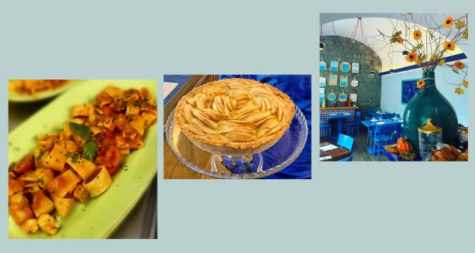 Interni de Il Grottino Azzurro a Positano con arredo nautical style e piatti gourmet estate 2025