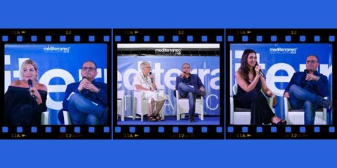 Scena della serata inaugurale del Mediterraneo Festival Corto 2025 a Diamante con premi, ospiti e pubblico entusiasta