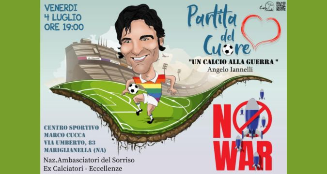 Angelo Iannelli e Ambasciatori del Sorriso alla Partita del Cuore per la pace a Mariglianella