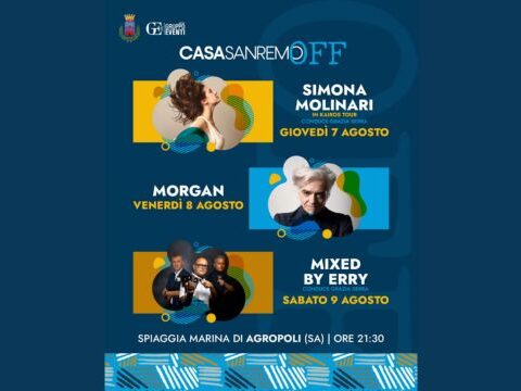 Simona Molinari, Morgan e Mixed by Erry ospiti a Casa Sanremo OFF ad Agropoli