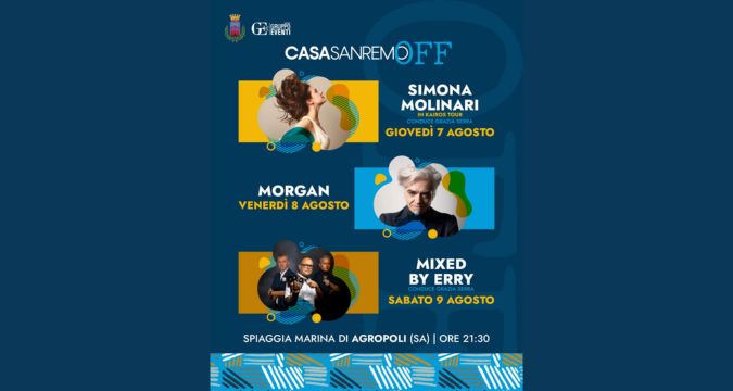 Simona Molinari, Morgan e Mixed by Erry ospiti a Casa Sanremo OFF ad Agropoli